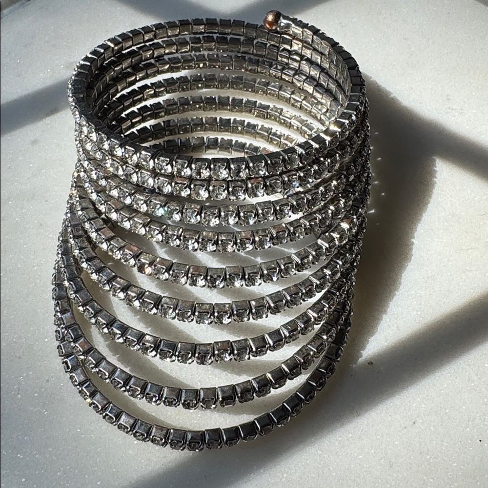 Sparkling Silver Rhinestone Bangle - image 3